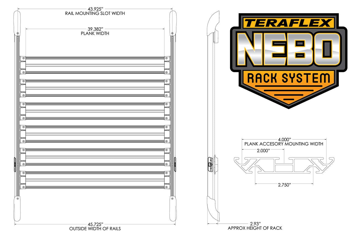 JK TeraFlex 4722000 Nebo Roof Rack (Silver)