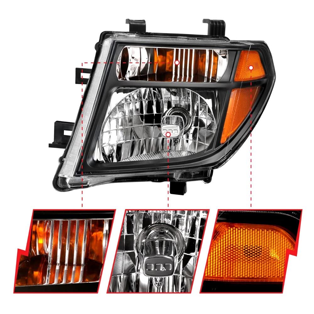 2005-2008 Nissan Pathfinder Anzo USA Crystal Headlight Black Amber (111434)
