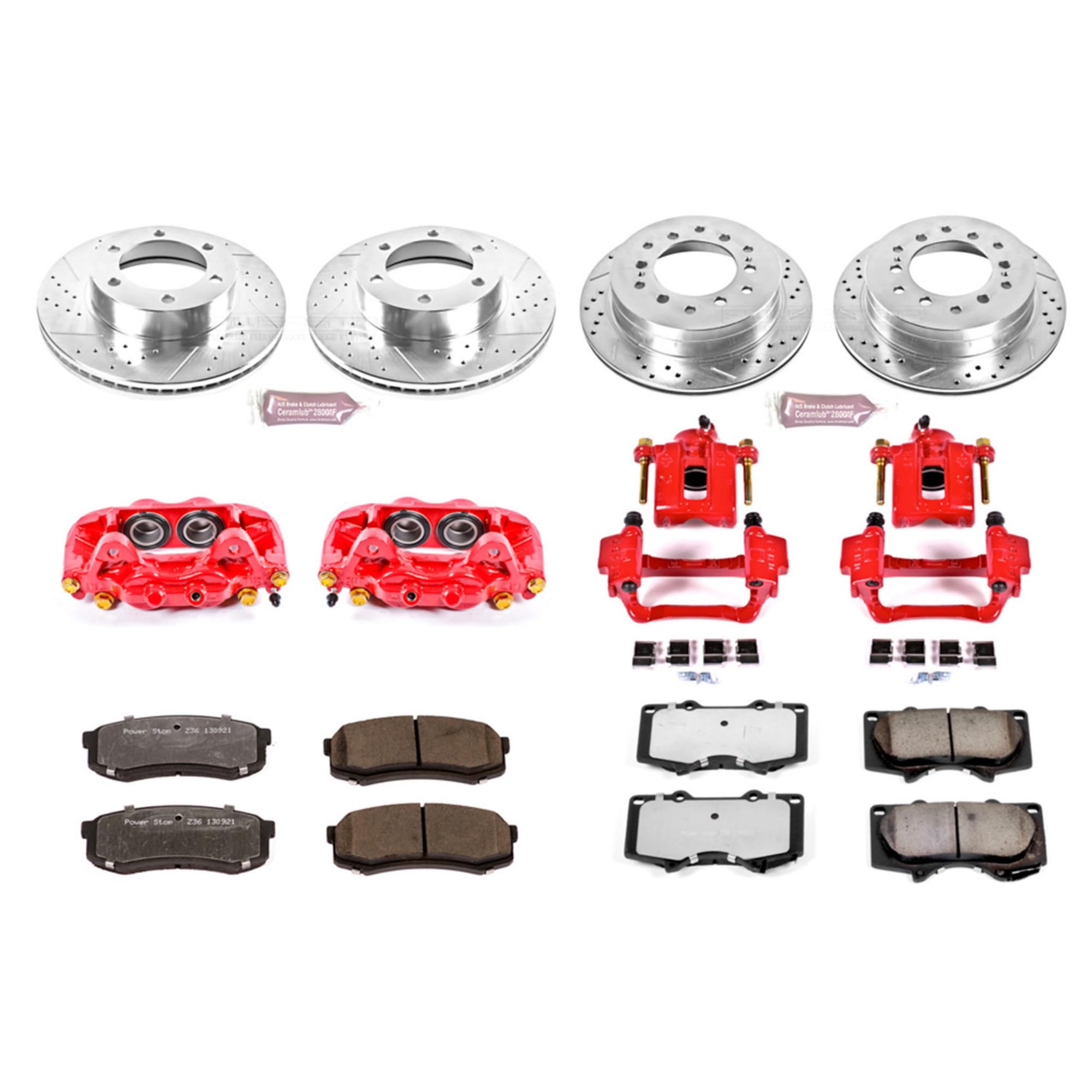 Power Stop Z36 KC2325-36 Front & Rear Truck and Tow Brake Kit with Calipers For Toyota Sequoia 2001-2007 [Model Specific]