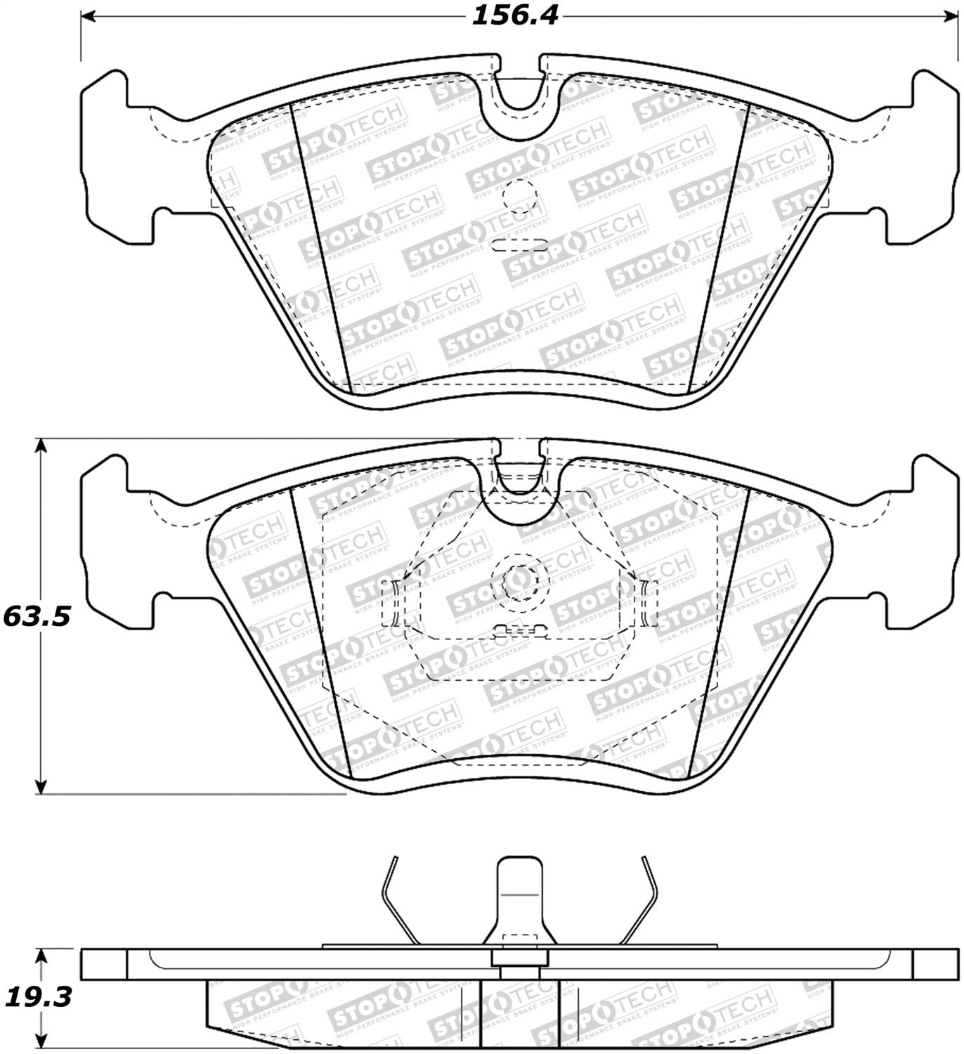 Front StopTech 308.03941 Brake Pads with Shims and Hardware Street