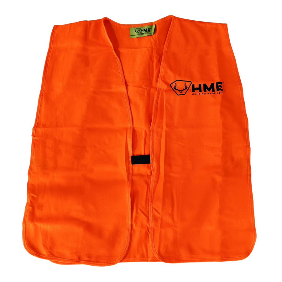 HME Durable Highly Visible Blaze Orange Reliable Versatile All-Season Unisex 100% Polyester Hunting Safety Vest with Hook-and-Loop Closure & Open Sides, Big Boy