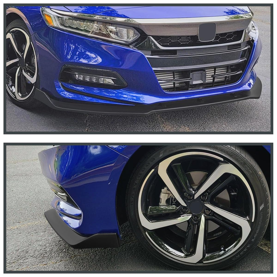Matte Black Spec-D Tuning Front Bumper Lip Spoiler Splitter 3PC Compatible with 2018-2020 Honda Accord