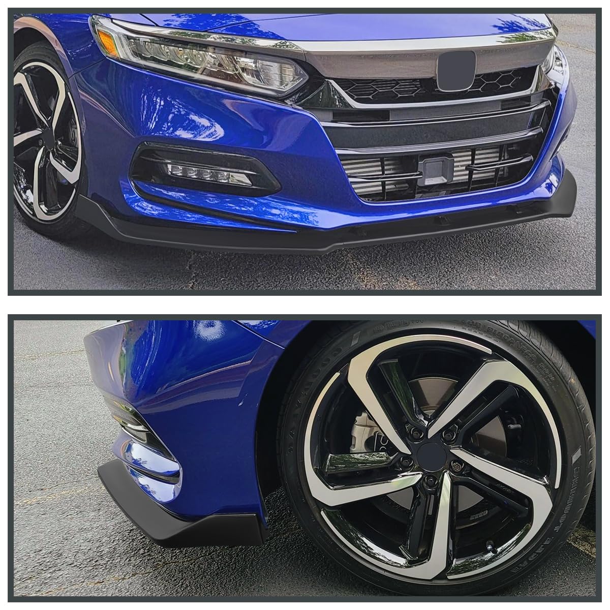 Matte Black Spec-D Tuning Front Bumper Lip Spoiler Splitter 3PC Compatible with 2018-2020 Honda Accord