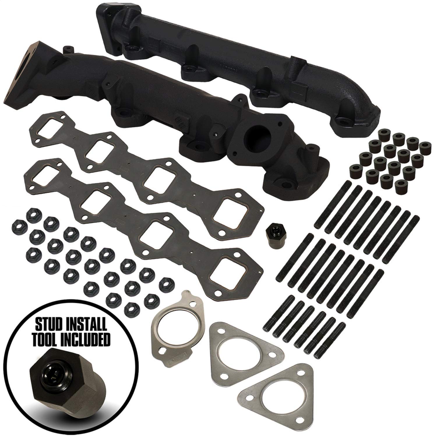 Diesel BD 1043008 Exhaust Manifold Kit; Incl. Manifold/Cross Over Tube/EGR Port; High Temp Black Coated;