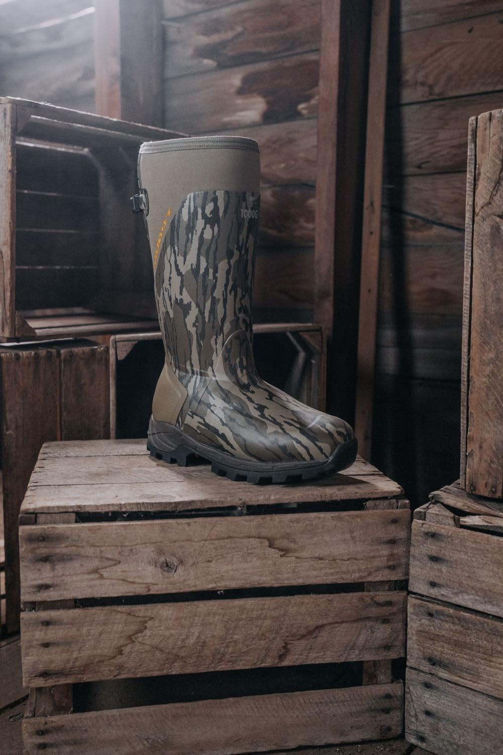 Muddy Outdoors 17" DV8 1000 Gram Insulated Rubber Boots Rubber Mossy Oak Bottomland Men's 12 D