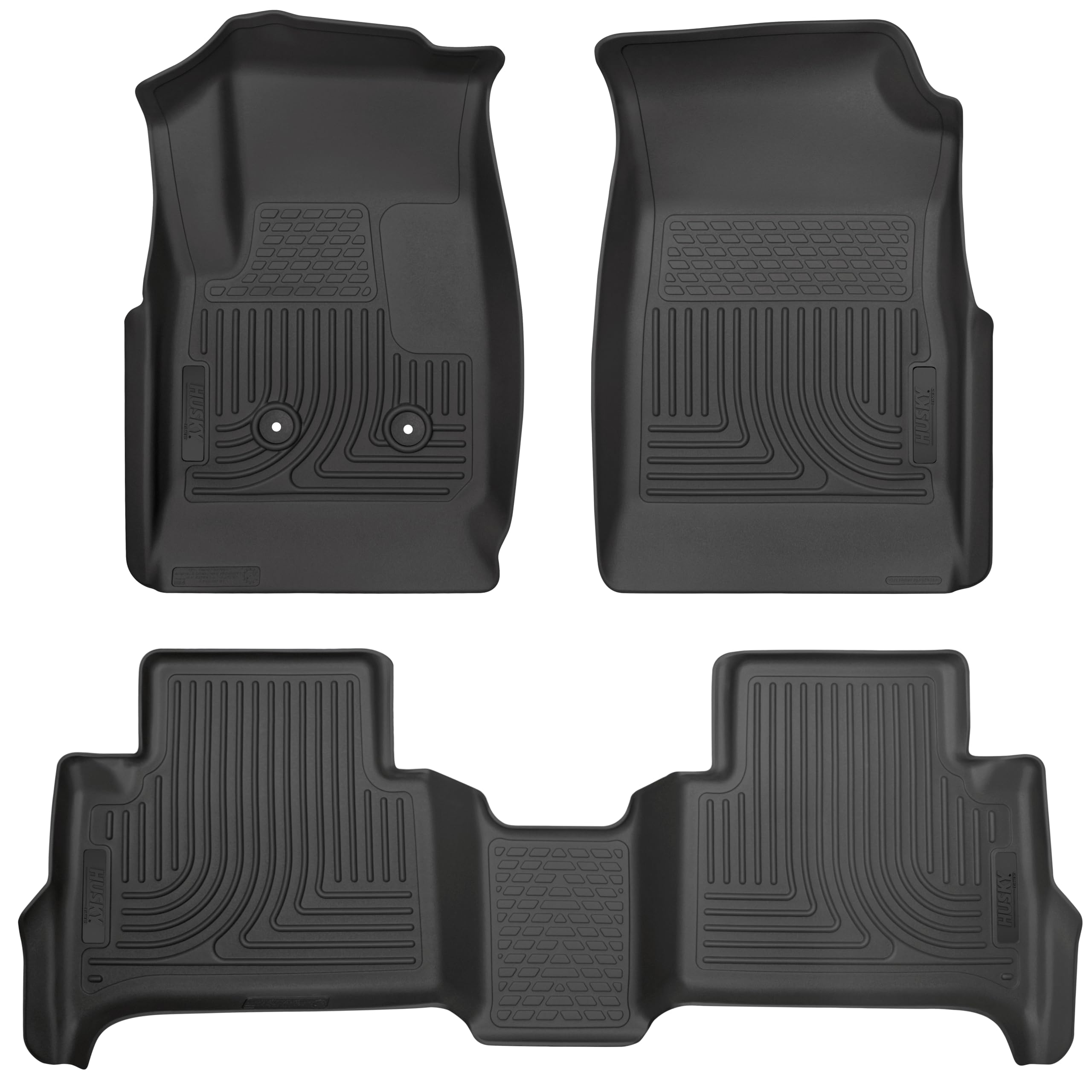 Weatherbeater Husky Liners Floor Mats | Fits 2015-2022 Chevrolet Colorado & GMC Canyon, Crew CAB ONLY | Front & 2nd Row - Black, 3-pc | 93471