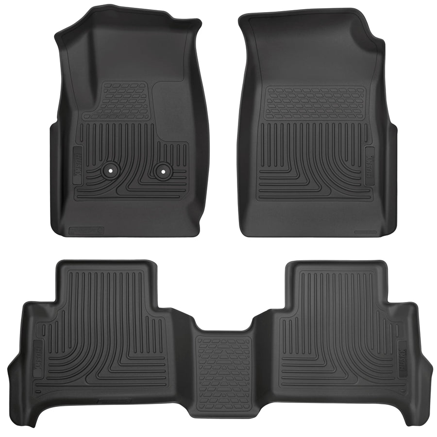 Weatherbeater Husky Liners Floor Mats | Fits 2015-2022 Chevrolet Colorado & GMC Canyon, Crew CAB ONLY | Front & 2nd Row - Black, 3-pc | 93471