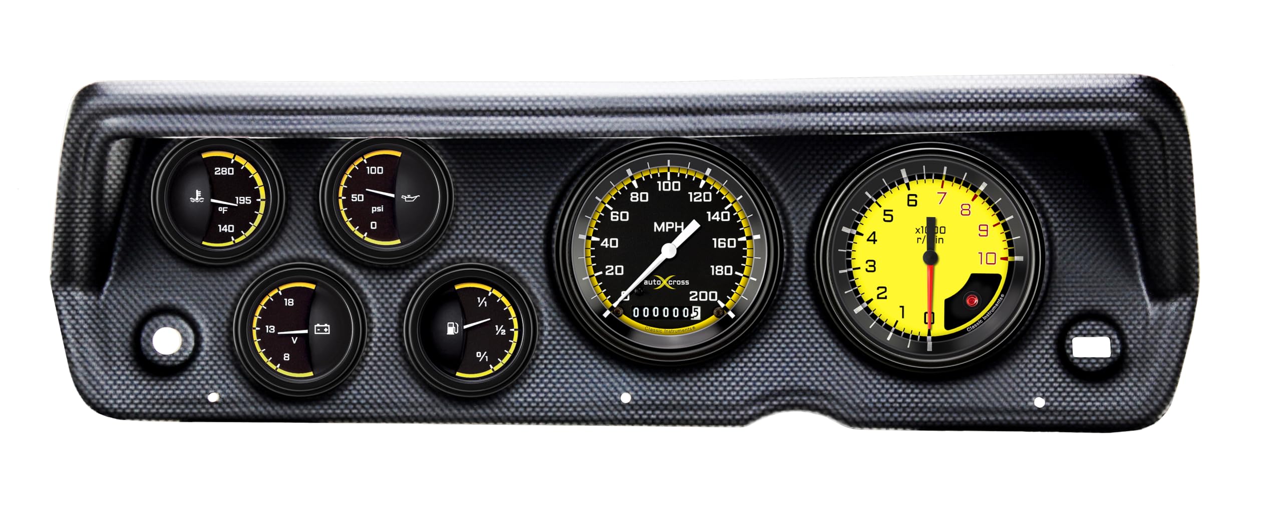 Autocross Yellow Classic Instruments CDDU70AXY01CF Direct Fit 6 Gauge Set Compatible with 1970-1976 Duster