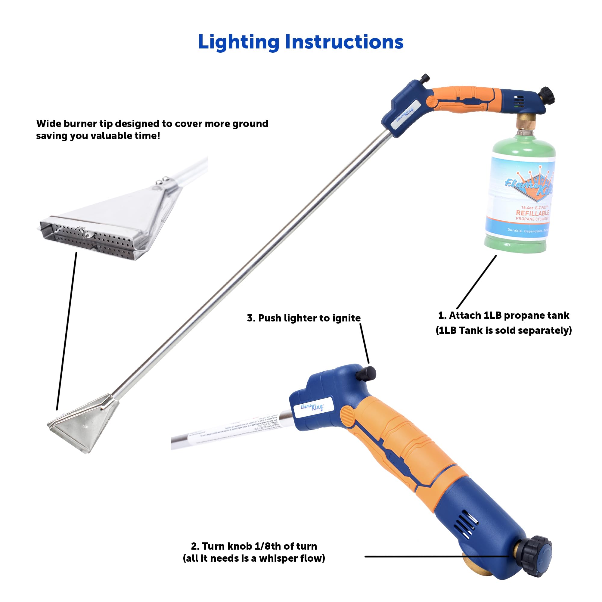 Flame King 30,000 BTU Self-Igniting Wide Flame Weed Burner Propane Torch YSNPQ820S