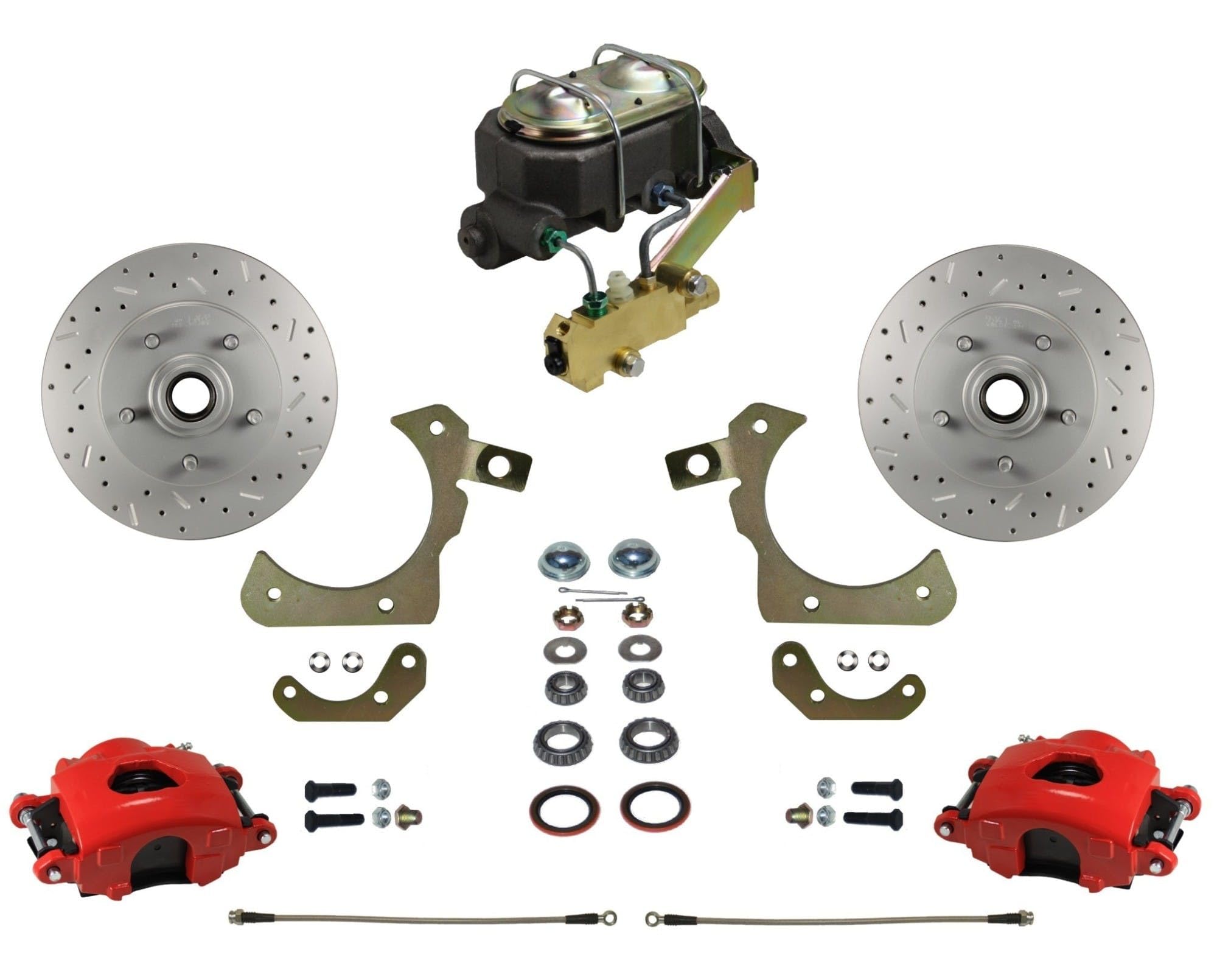 Brakes Leed Manual Front Disc Brake Conversion Kit With Disc Drum Valve Maxgrip Xds Red Calipers