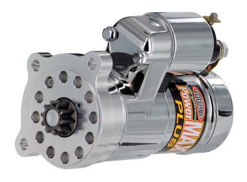 PowerMAX Plus Powermaster 19132 Starter (Mini Ford [BB] w/billet Black Modular V8 4.6L, 5.0L Coyote 5.4L,6.2L,6.8L 11:1 Chrome), 1 Pack