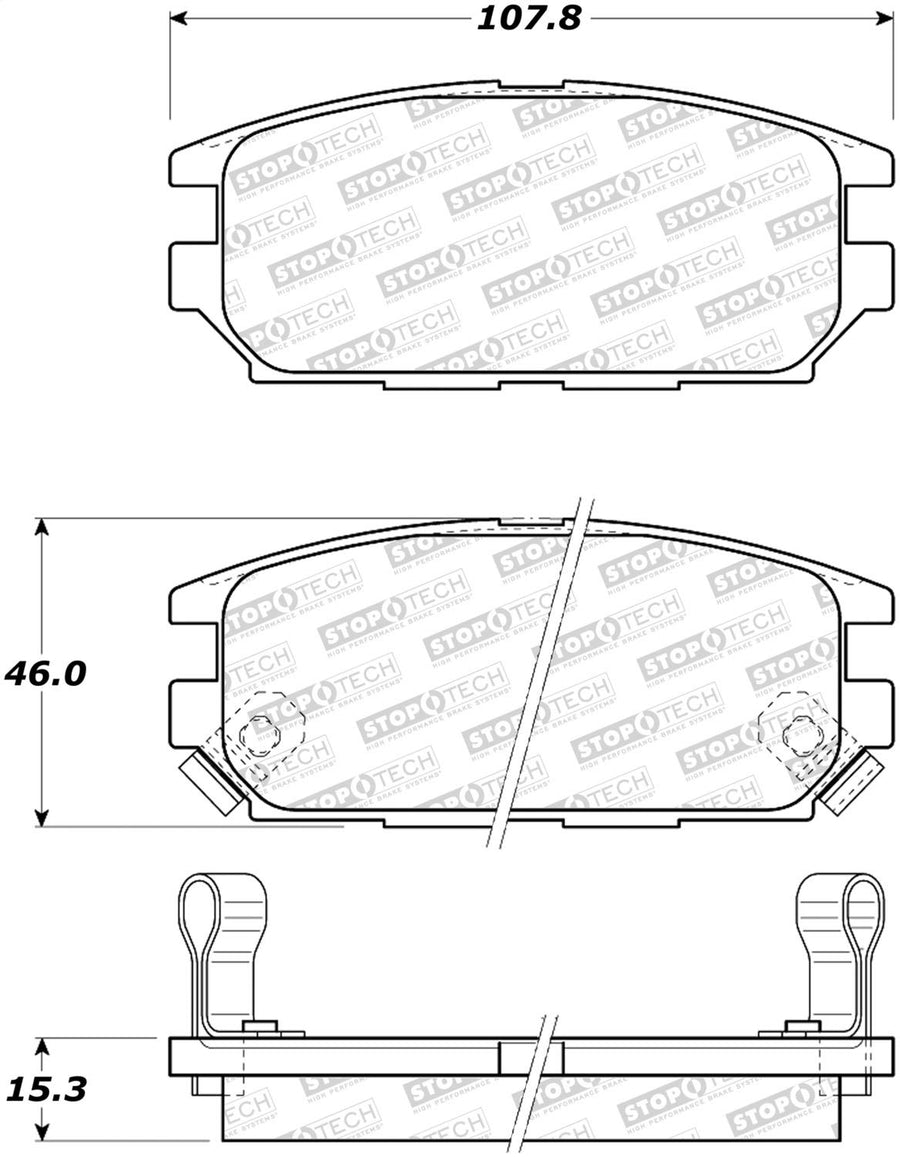 StopTech Street Brake Pads 308.05320; Front, Rear with Shims and Hardware