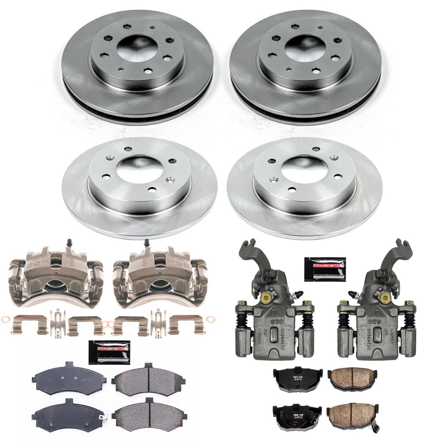 Power Stop Autospecialty KCOE2779B Front and Rear Caliper Kit-Replacement Rotors, Ceramic Brake Pads, Calipers