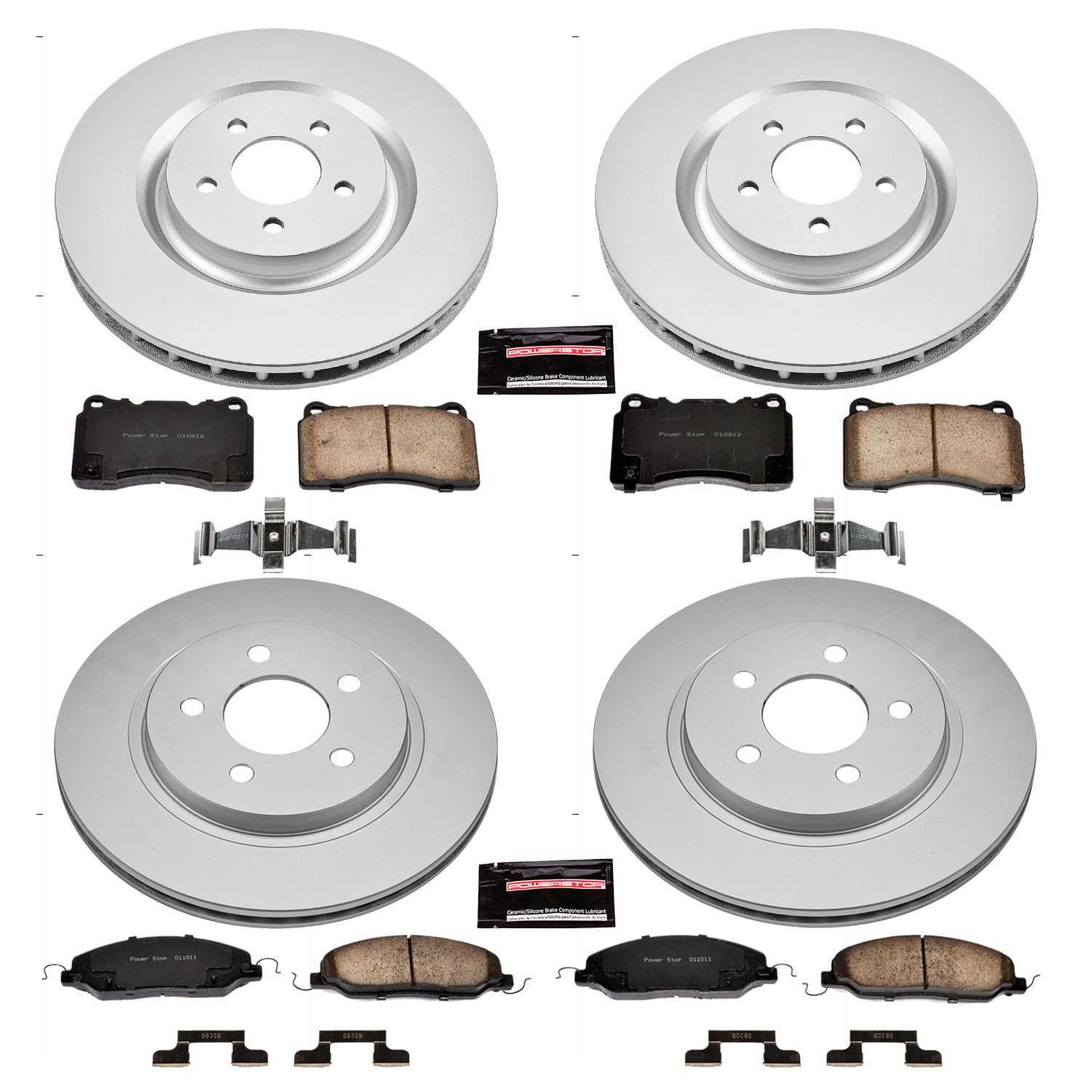 Power Stop CRK4042 Brake Rotor & Coated Ceramic Brake Pads- front & rear For Ford Mustang 2007-2011 [Model Specific]