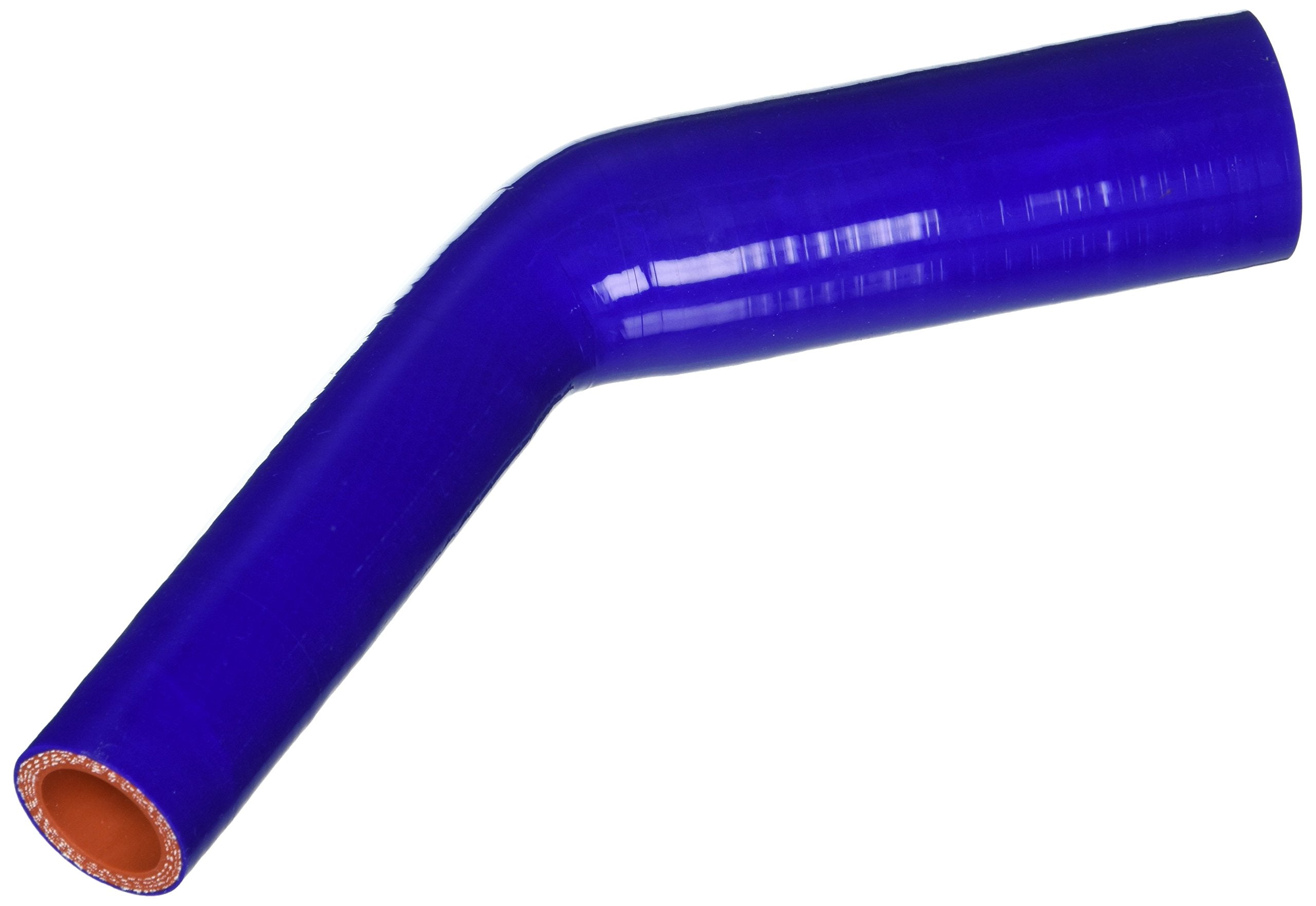 HPS Silicone High Temperature HTSER45-100-150-BLUE 4-ply Reinforced 45 degree Elbow Reducer Coupler Hose, 75 PSI Maximum Pressure, 4" Leg Length on each side, 1" > 1-1/2" ID, Blue