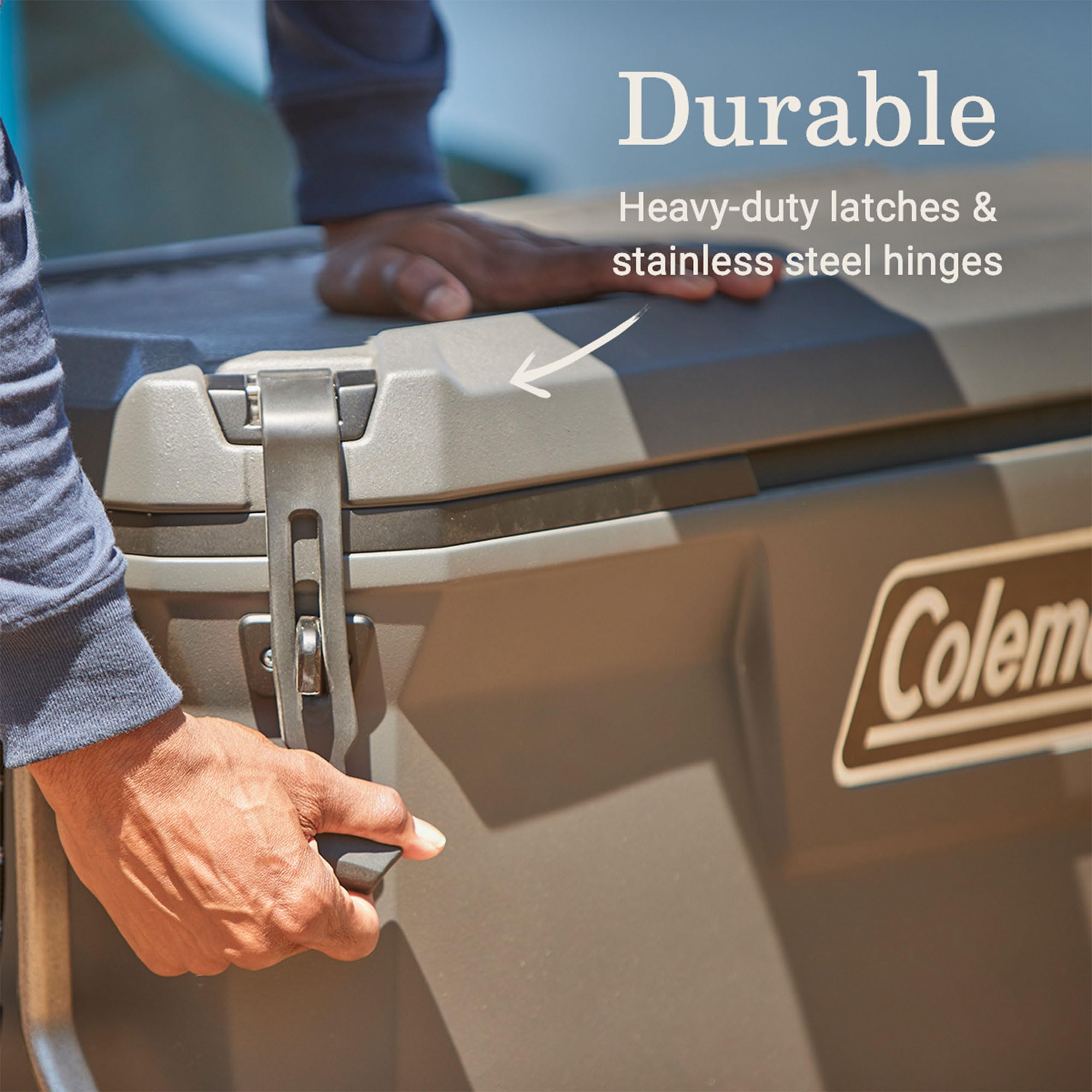 Coleman 100 Quart Convoy Series Portable Cooler with Wheels, Metal Handle, and Nonslip Grip Reflective Metal Handle for Outdoor Adventures, Dark Storm