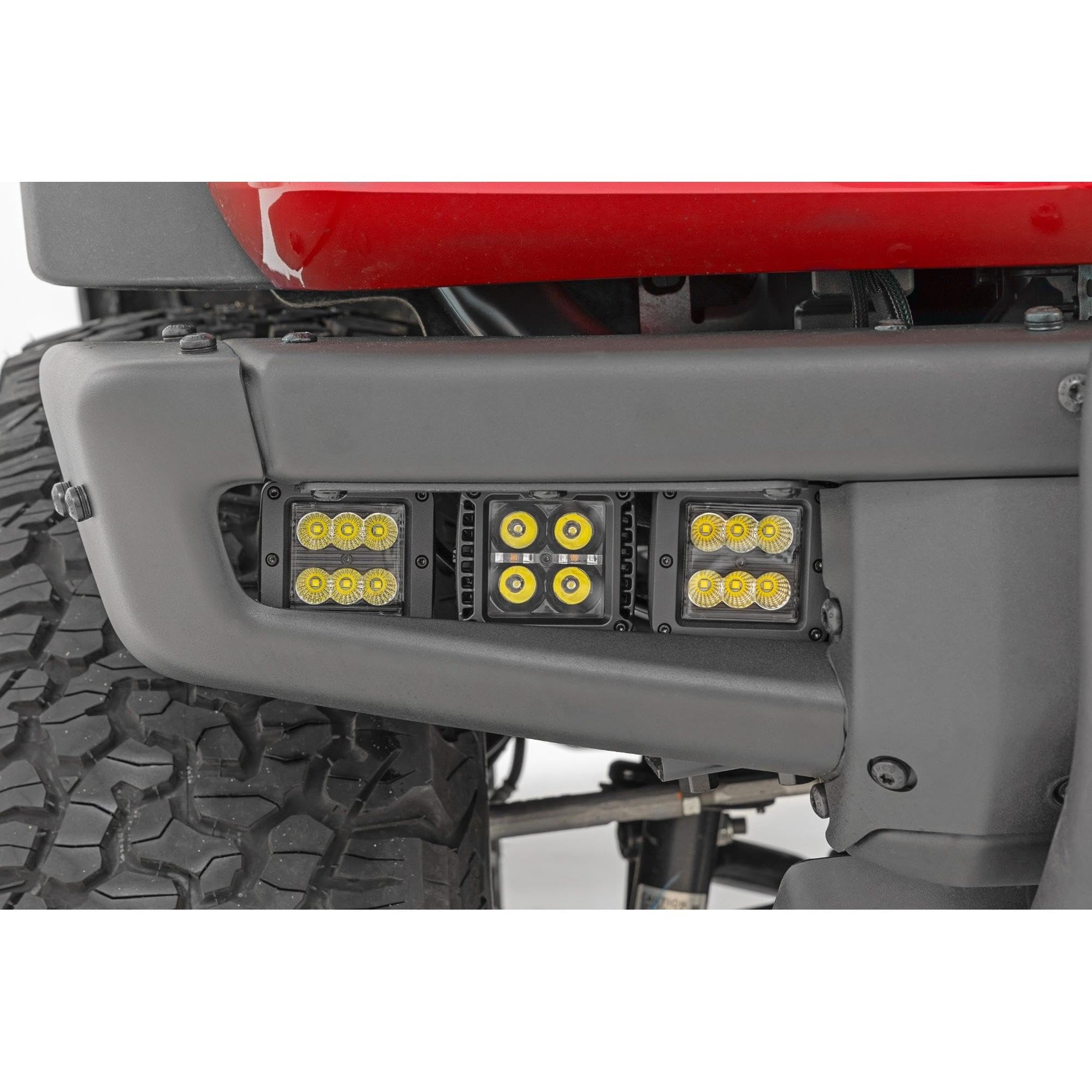 Rough Country 2" Fog Light Kit Triple for Ford Bronco 4WD (2021-2024) - (3) 2-in LED Cube Lights, Spot/Flood Beam