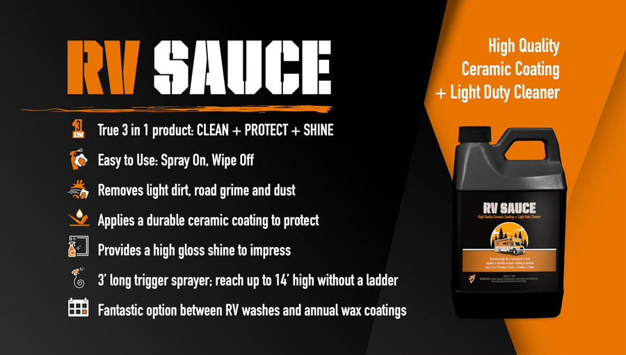 Bling Sauce Ceramic Coating RV Sauce Plus Light Duty Cleaner, 3-in-1 Clean, Protect, and Shine. 64 oz.