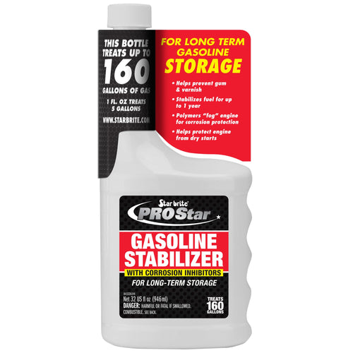 PRO STAR BRITE Gasoline Stabilizer - Fog & Protect Stored Engines & Entire Fuel System from Corrosion - Keep Gas Fresh for up to 1 Year - EZ Store EZ Start - 32 OZ (084332)