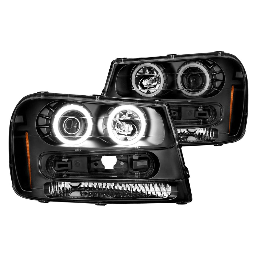 Projector Headlights ANZO - 02-09 Chevrolet Trailblazer (Will Not Fit 06-09 LT) w/Halo Black Housing (111572)
