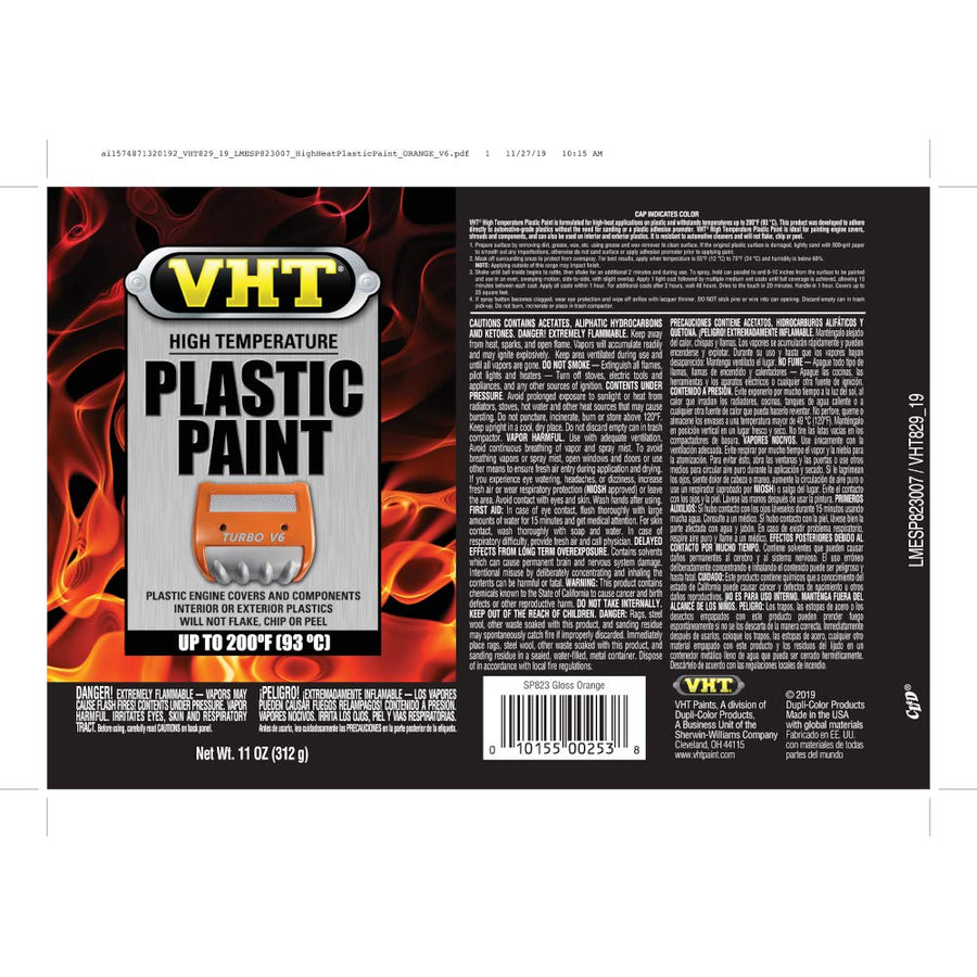 High Temperature VHT Duplicolor ESP823007 Orange Plastic Paint, 11. Fluid_Ounces