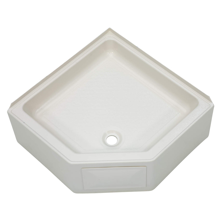 27" x 27" Lippert Replacement Parchment Corner Shower Pan with Center Drain for RVs, Travel Trailers, 5th Wheels, and Motorhomes - 298087