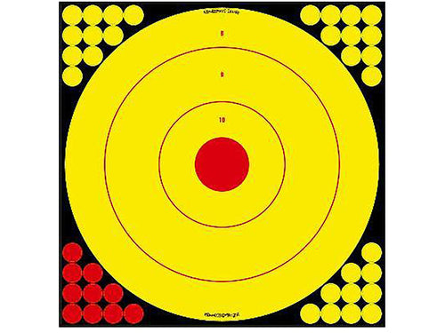 Birchwood Casey Long Range Shoot-N-C Bullseye Always Flat Adhesive Back Shooting Training Reactive 17.75" Targets with Pasters for All Calibers | Pack of 5