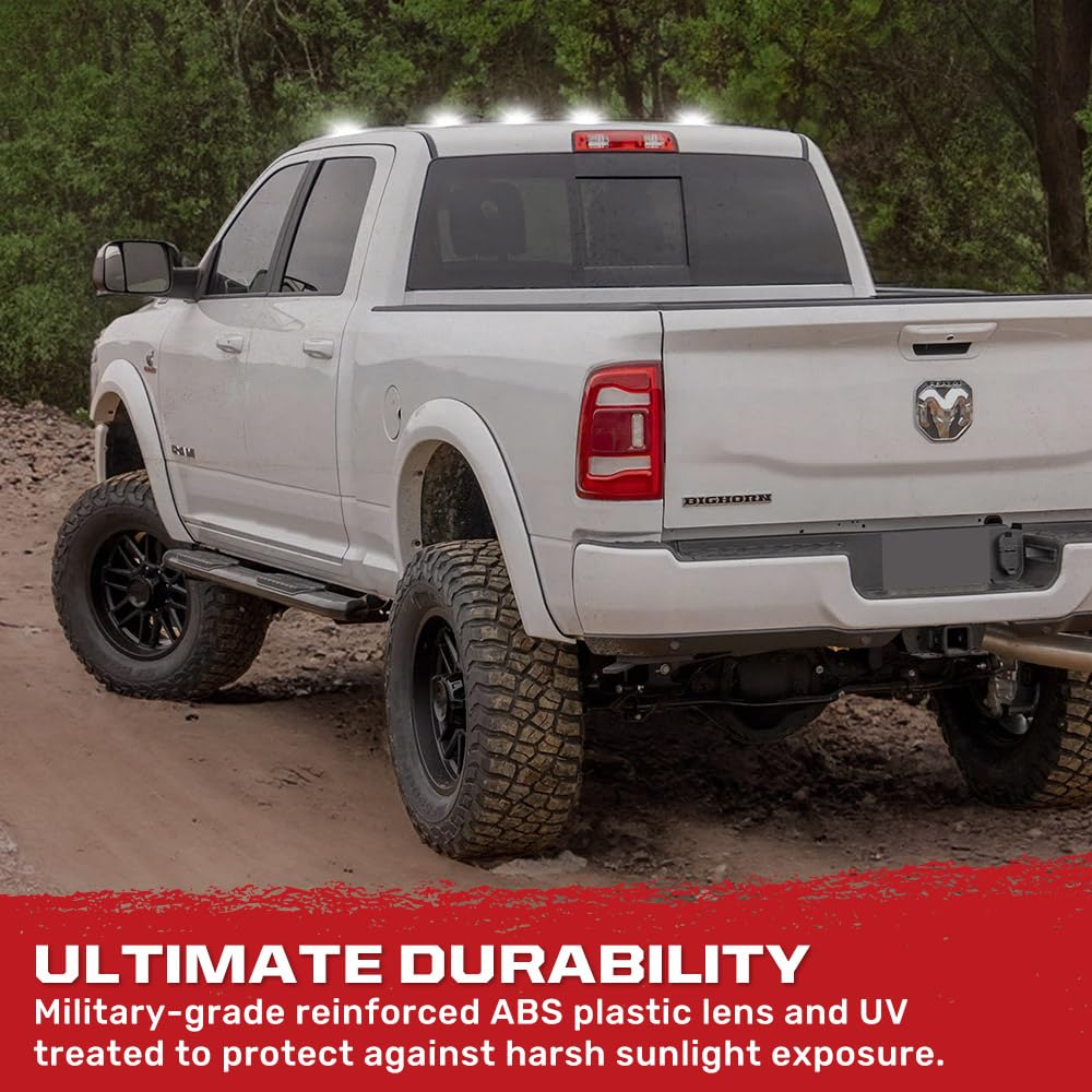 RECON - Fits Heavy-Duty Dodge RAM 2500/3500 03-18 5 Piece Cab Roof Light Set 2-Way Front & Rear Facing Ultra High-Power LED Smoked Lens in White (Smoked White, Existing Factory OEM Lights)