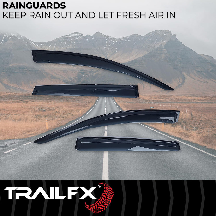 TrailFX Rainguards Low Profile Fits 2017-2022 Honda CR-V Tape-On Smoke Window Vents Acrylic Outside Channel Mount Set of 4 Rain Guards TrailFX 4269H