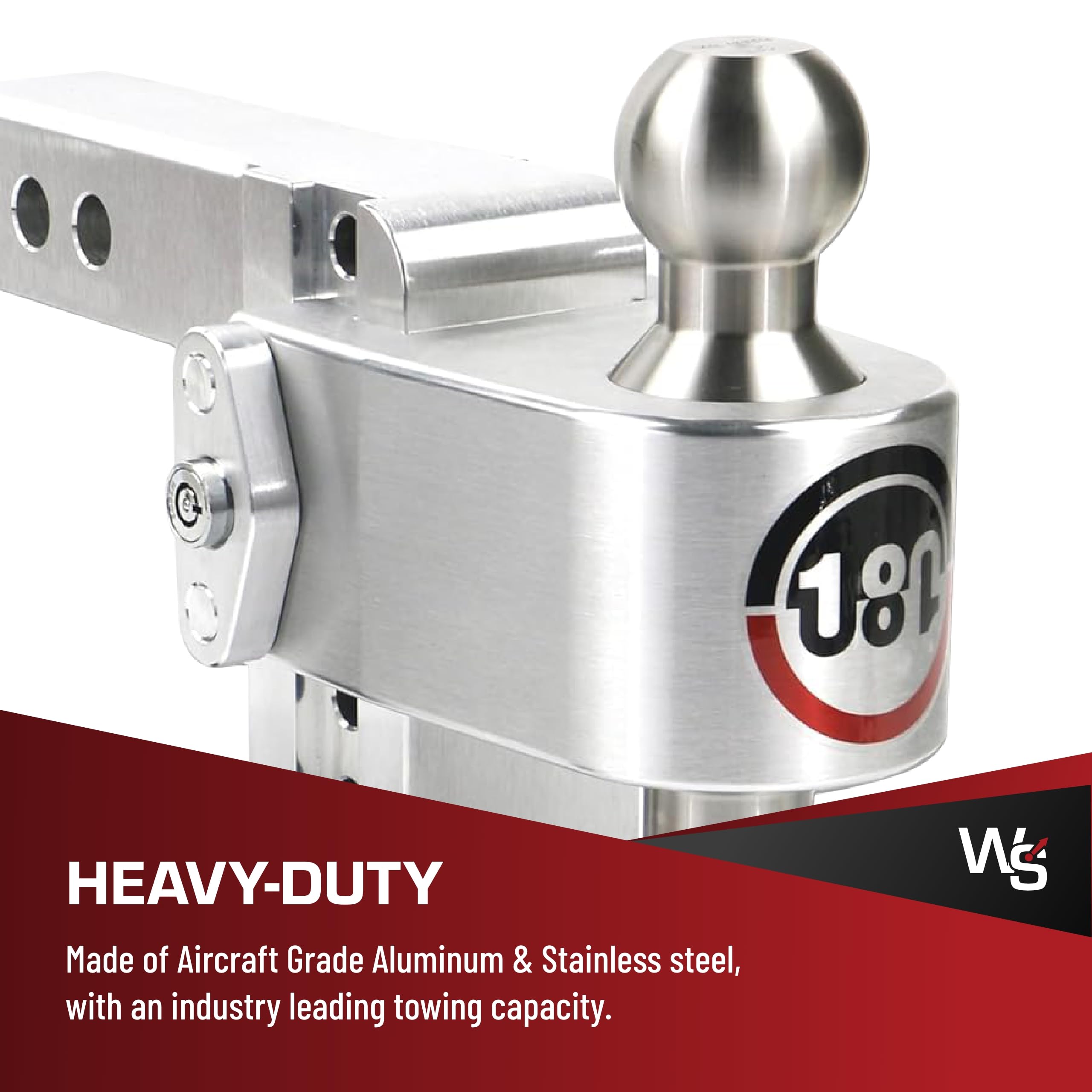 180-Degree Weigh Safe Trailer Hitch - Adjustable Trailer Hitch for Towing - Compatible with 2" Receivers - 4" Drop, Stainless Steel Tow Balls, 12,500 GTW, 2-Piece Lock Set