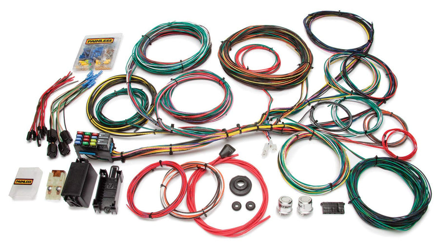 Customizable Painless Performance 10123 Ford Color Coded Chassis Harness (1966-1976) - 21 Circuits