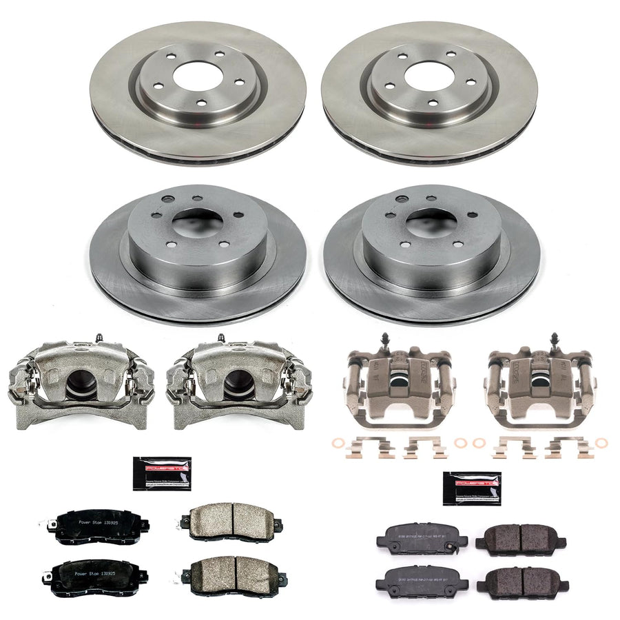 Power Stop Autospecialty KCOE8288 Front and Rear Brake Caliper Kit- OE Brake Rotor, Brake Pads & Calipers For Nissan LEAF 2014-2017 [Model Specific]
