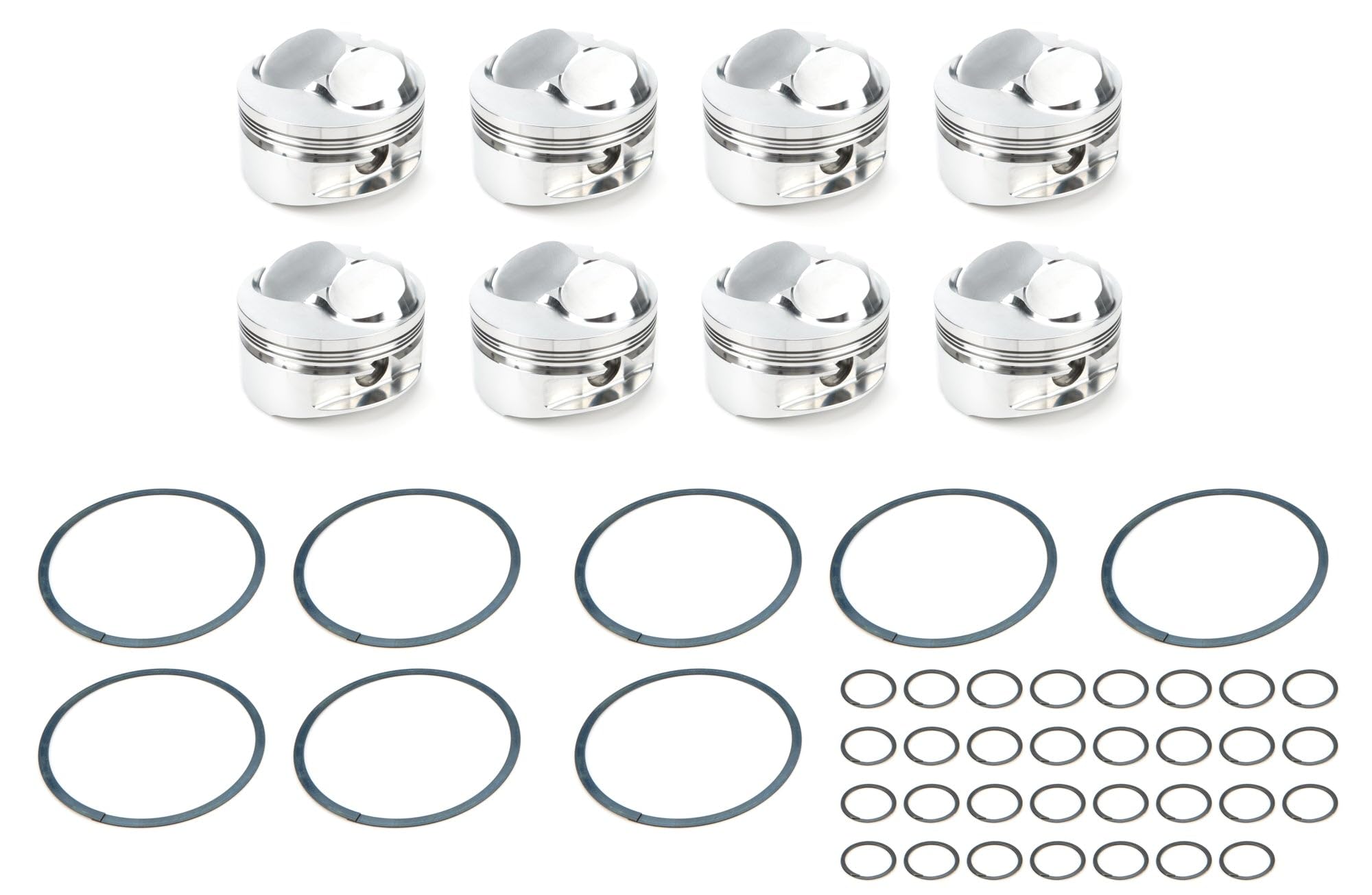 Piston JE Pistons 258238 - Big Block Open Chamber Dome - Forged - 4.500 in Bore - 1/16 x 1/16 x 3/16 in Ring Grooves - Plus 45.00 cc - Big Block Chevy - Set of 8