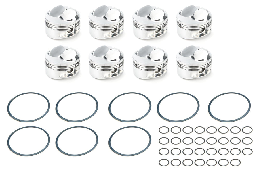 Piston JE Pistons 258238 - Big Block Open Chamber Dome - Forged - 4.500 in Bore - 1/16 x 1/16 x 3/16 in Ring Grooves - Plus 45.00 cc - Big Block Chevy - Set of 8