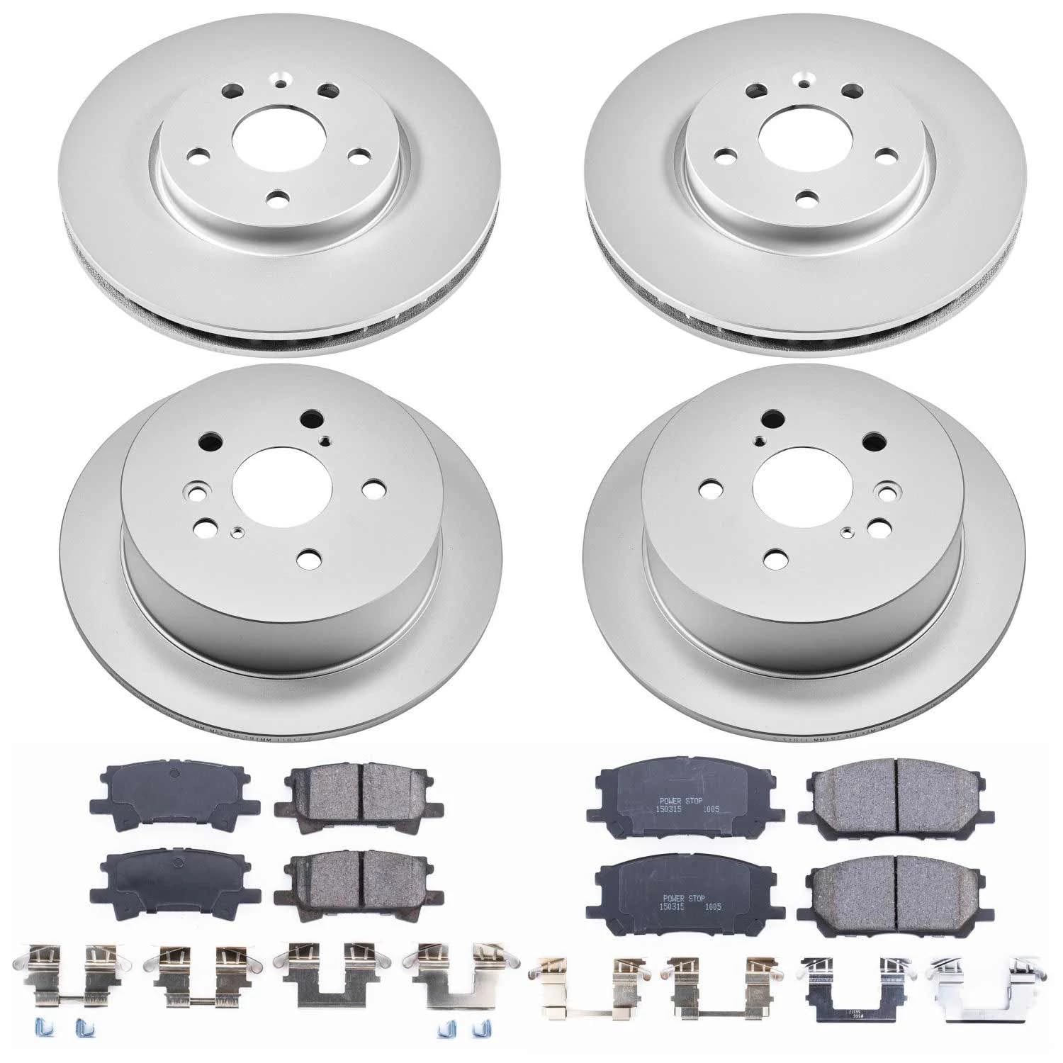 Power Stop Coated Brake Rotor & Ceramic Brake Pads- front CRK4530 & rear