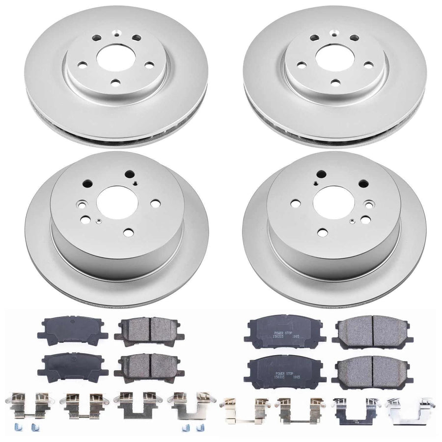 Power Stop Coated Brake Rotor & Ceramic Brake Pads- front CRK4530 & rear