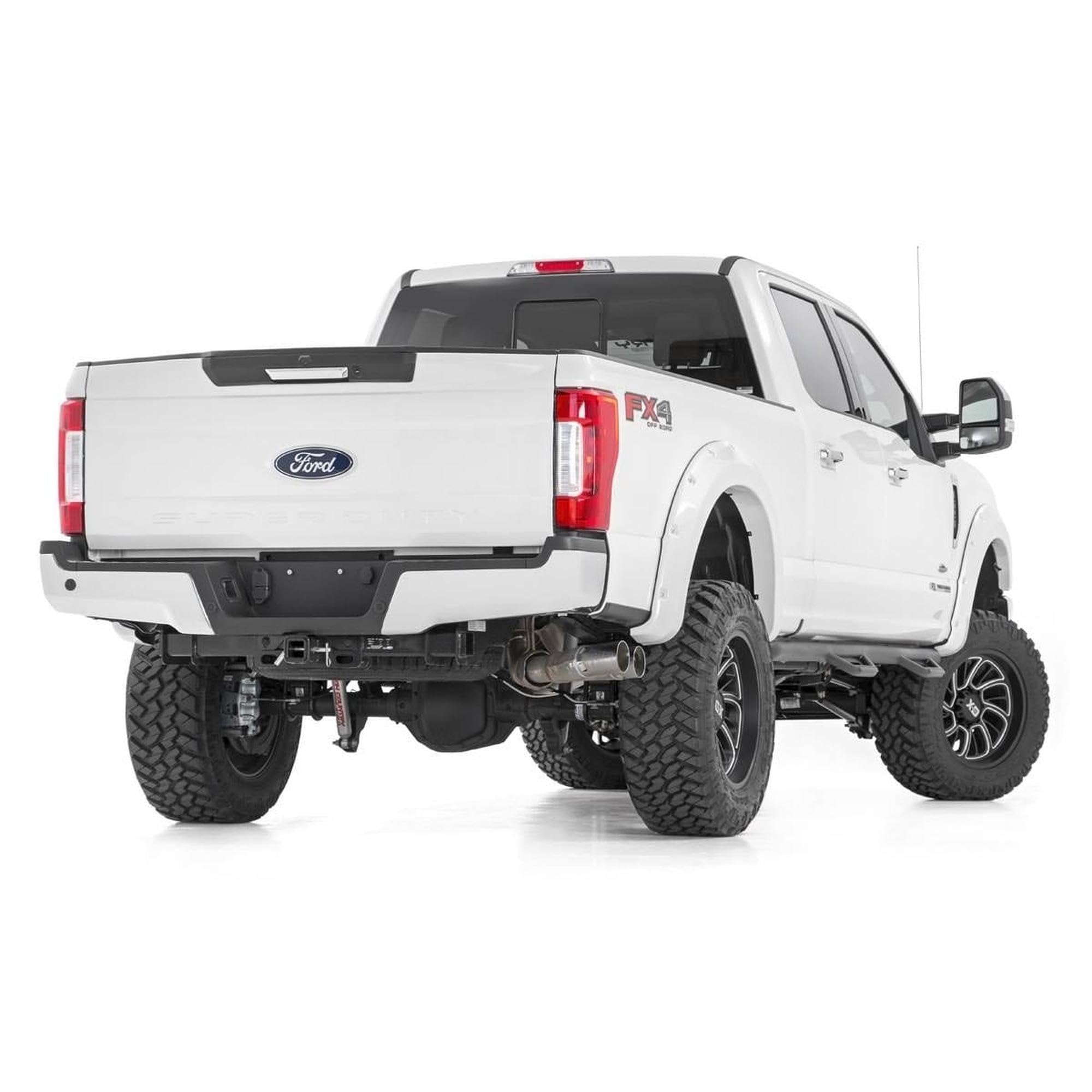 Rough Country 4.5 Inch Lift Kit with Reservoir Vertex Shocks for Ford F-250/F-350 Super Duty 4WD (2017-2022) - Fits 4" Axle, Includes FR Driveshaft