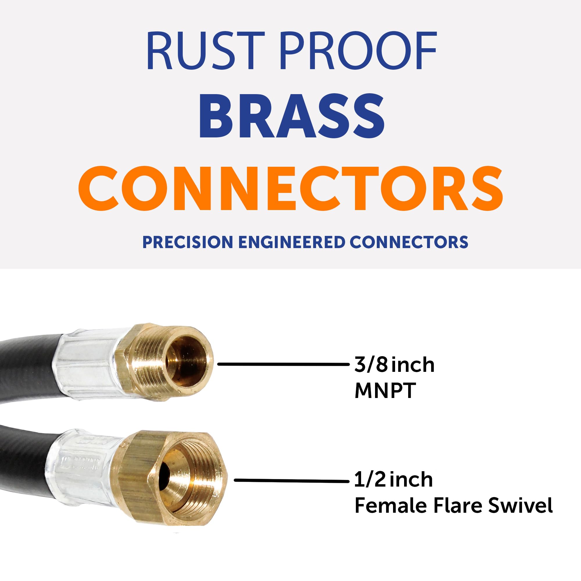 48-inch Flame King Propane Thermo Plastic Hose Assembly, 3/8-inch ID, 3/8-inch MPT X 1/2-inch Female Flare, for RVs and Travel Trailers