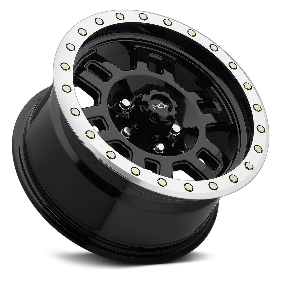 16X8 Vision Wheel 5X5.5 4.5BS Manx 398 Gloss Black Machined Lip