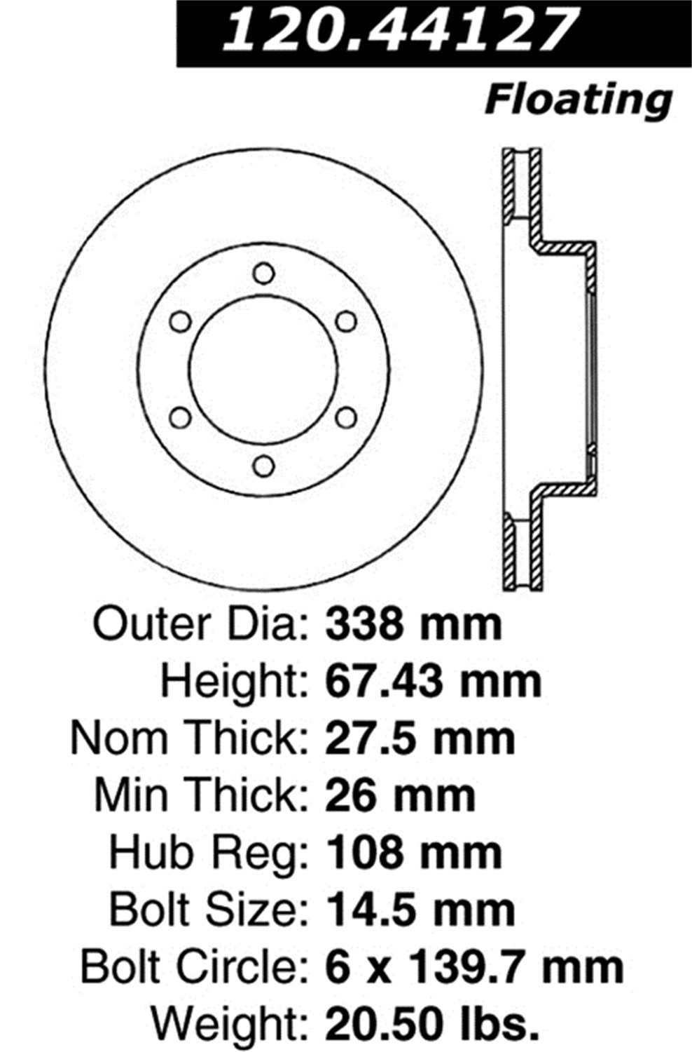 Sport StopTech 128.44127R Cross Drilled Brake Rotor (Front Right), 1 Pack