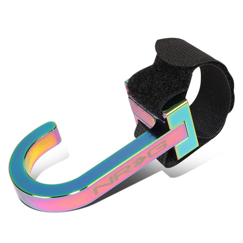 NRG Innovations Steering Wheel Hook STR-100MC CNC Aluminum Neochrome Anodized Adjustable Nylon Strap Streeing Wheels Secured