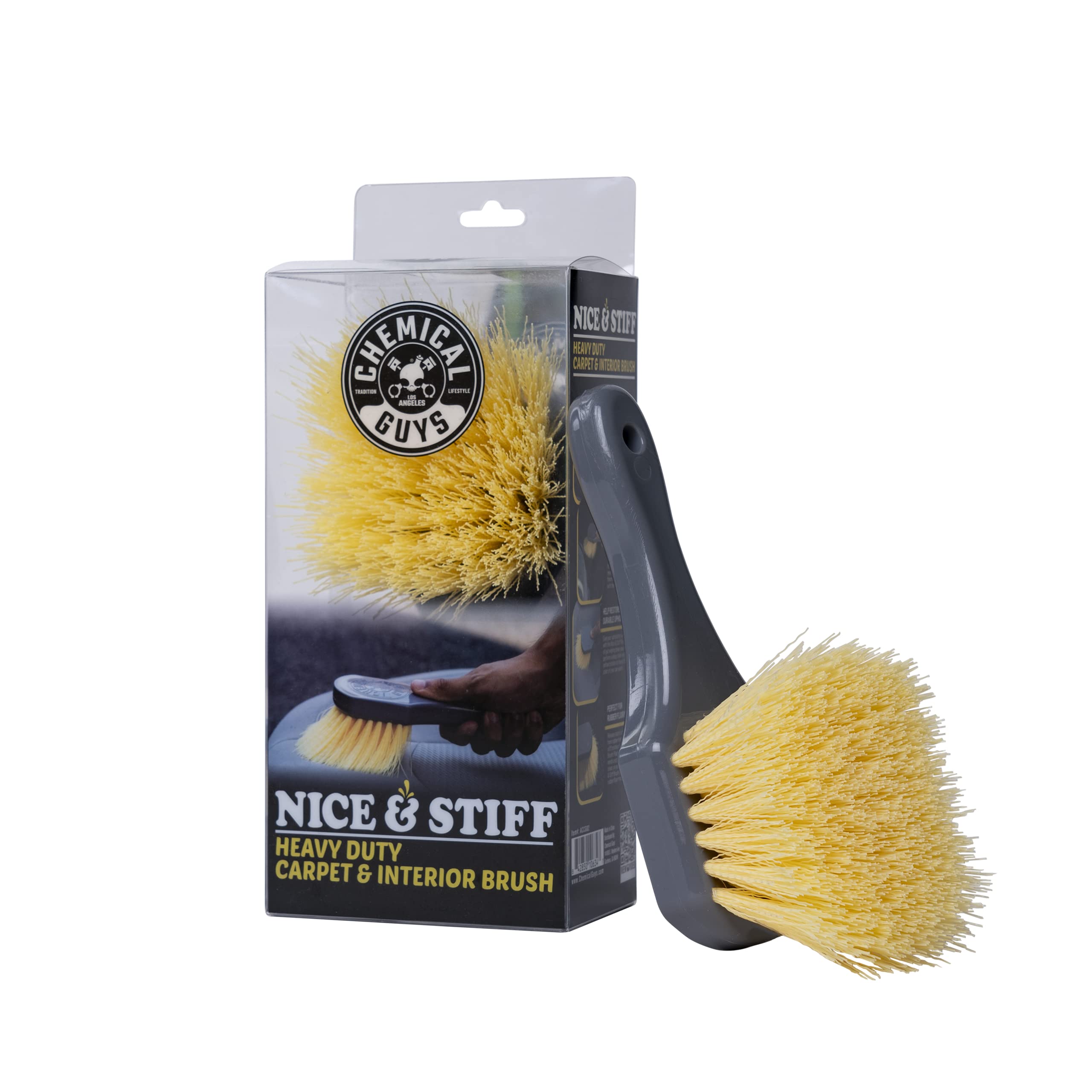 Chemical Guys Nice & Stiff ACCG02 Heavy Duty Carpet & Interior Detailing Brush, (Safe for Cars, Trucks, SUVs, RVs, Motorcycles, & More) Yellow