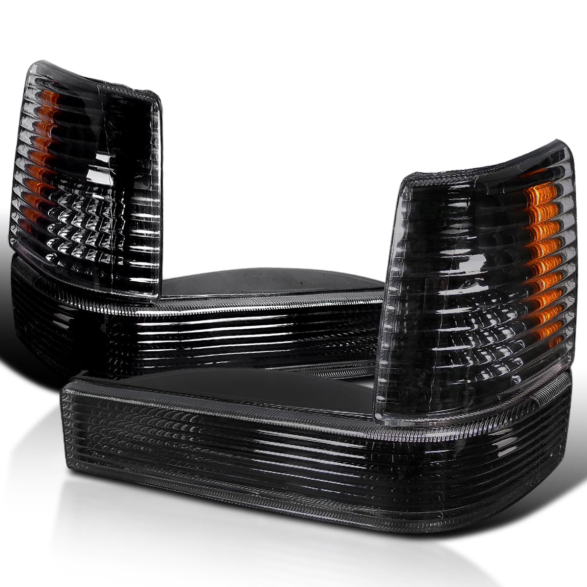 Spec-D Tuning Bumper & Corner Lamps Euro Black for 1993-1996 Jeep Grand Cherokee Left + Right Pair