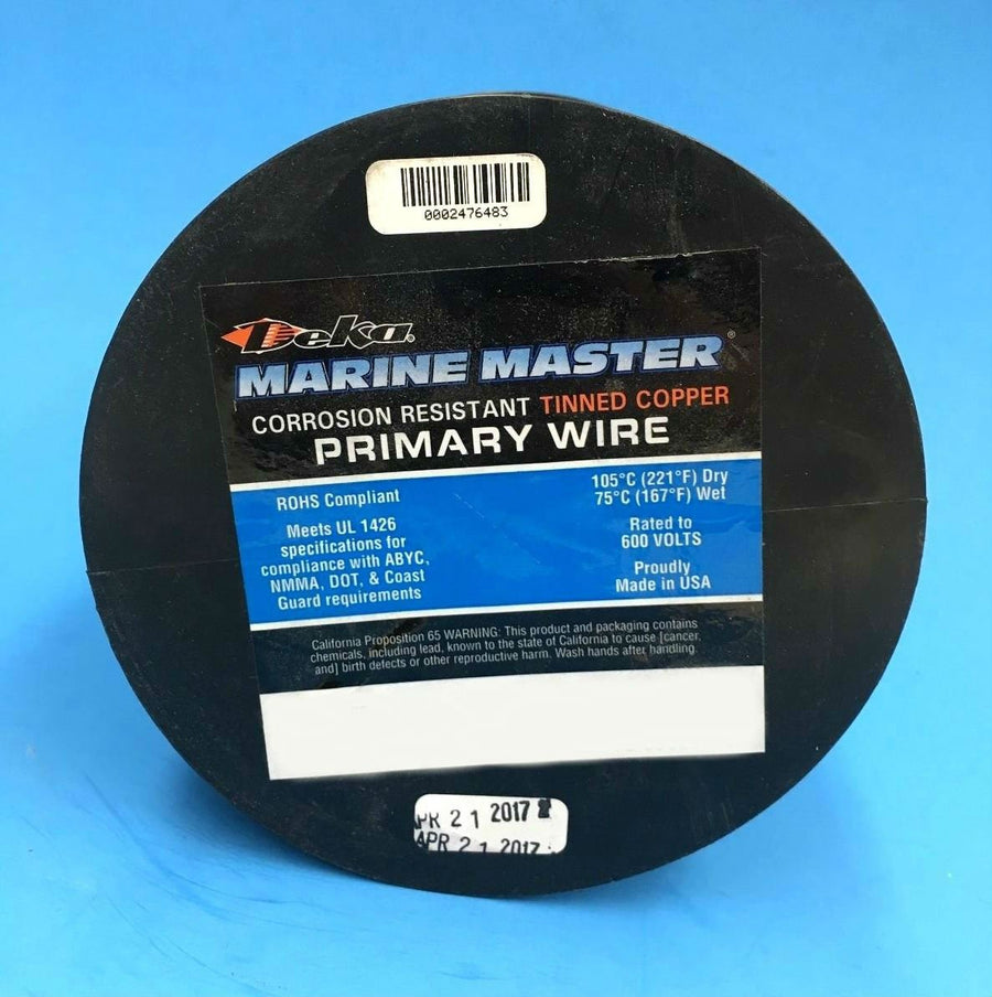 Marine Tinned Copper DEKA 14AWG Black Boat Stranded Wire 100 Feet Made in USA