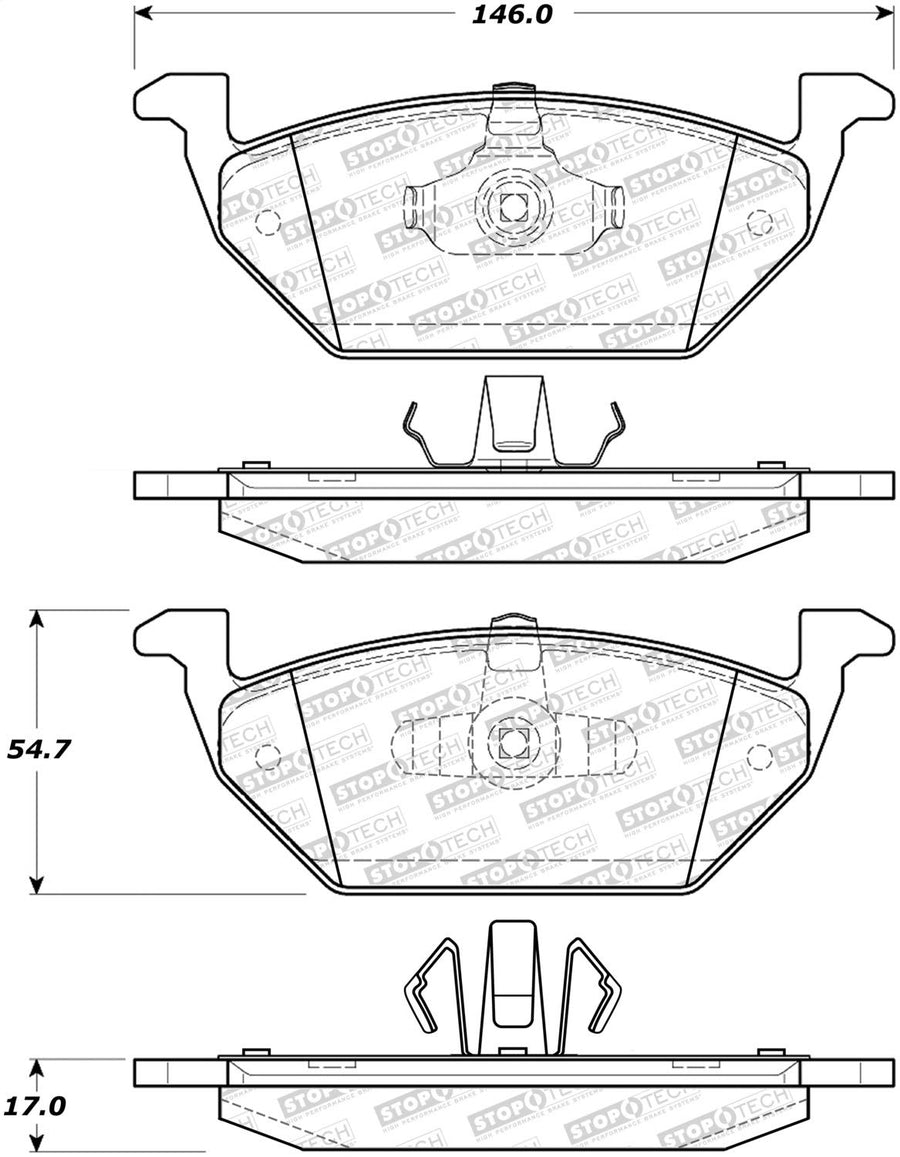 Rear StopTech 308.10550 Brake Pads with Shims