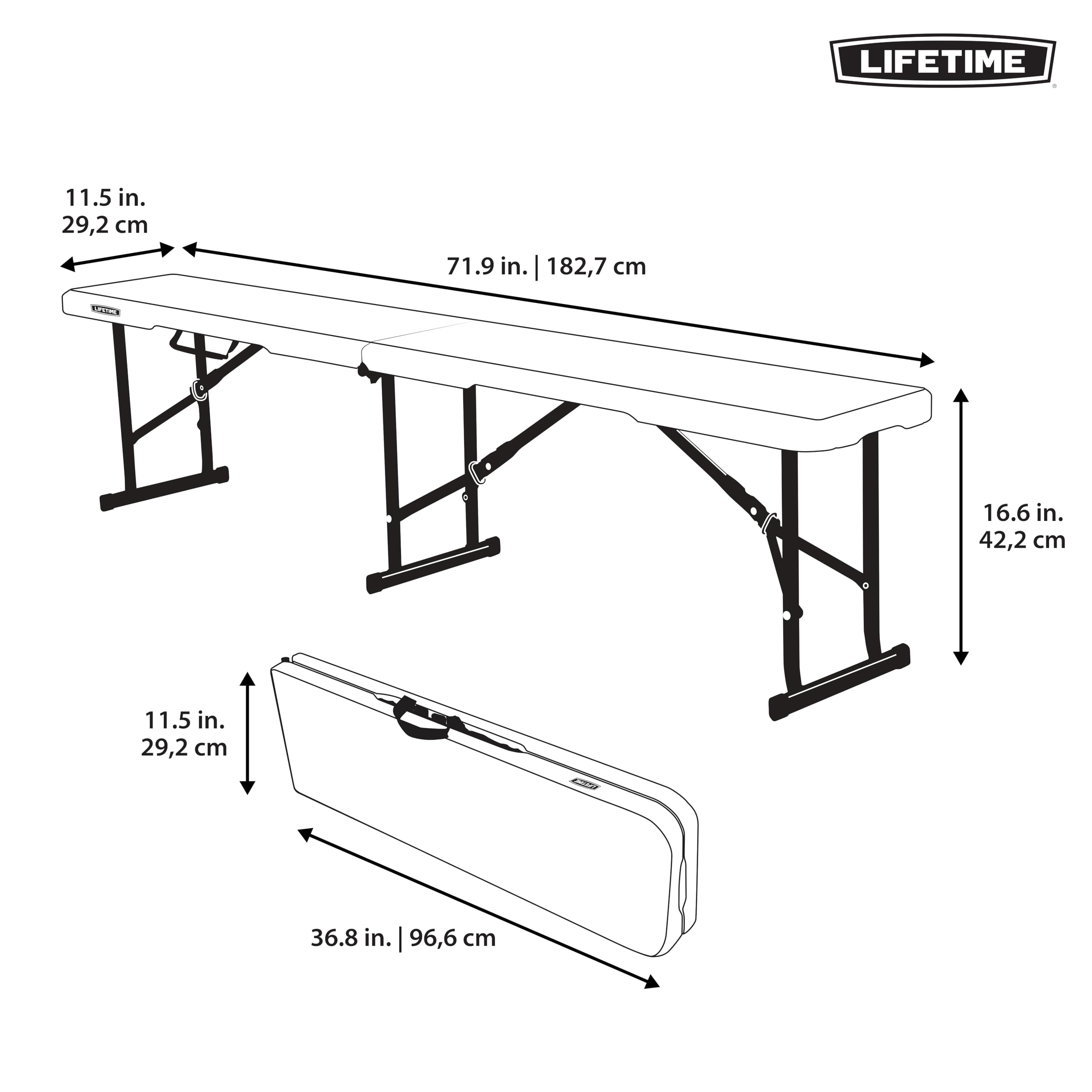 Portable Folding LIFETIME Bench, White 80305
