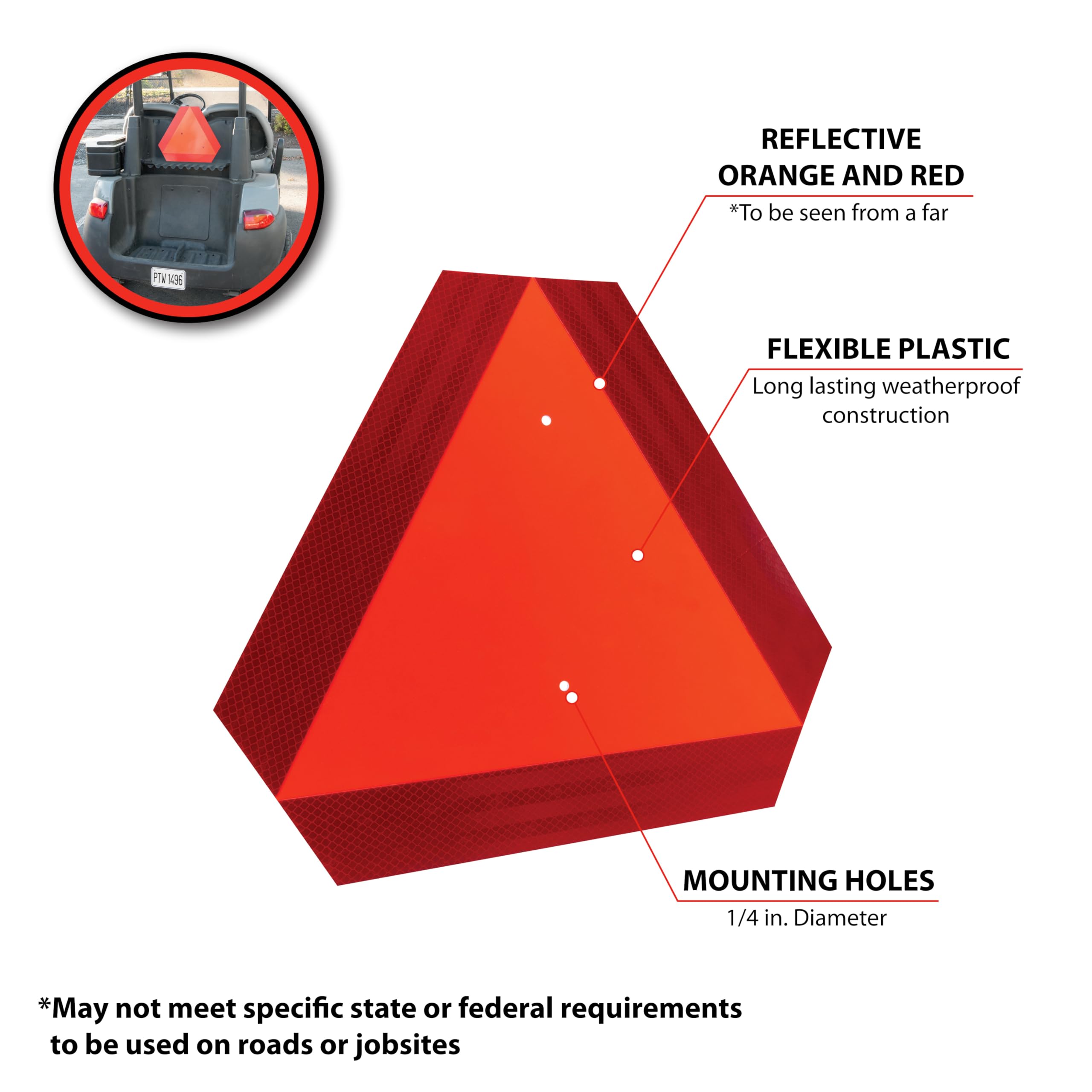Reflective Triangle Performance Tool W1496 - Essential Safety Sign for Farm Vehicles and Equipment