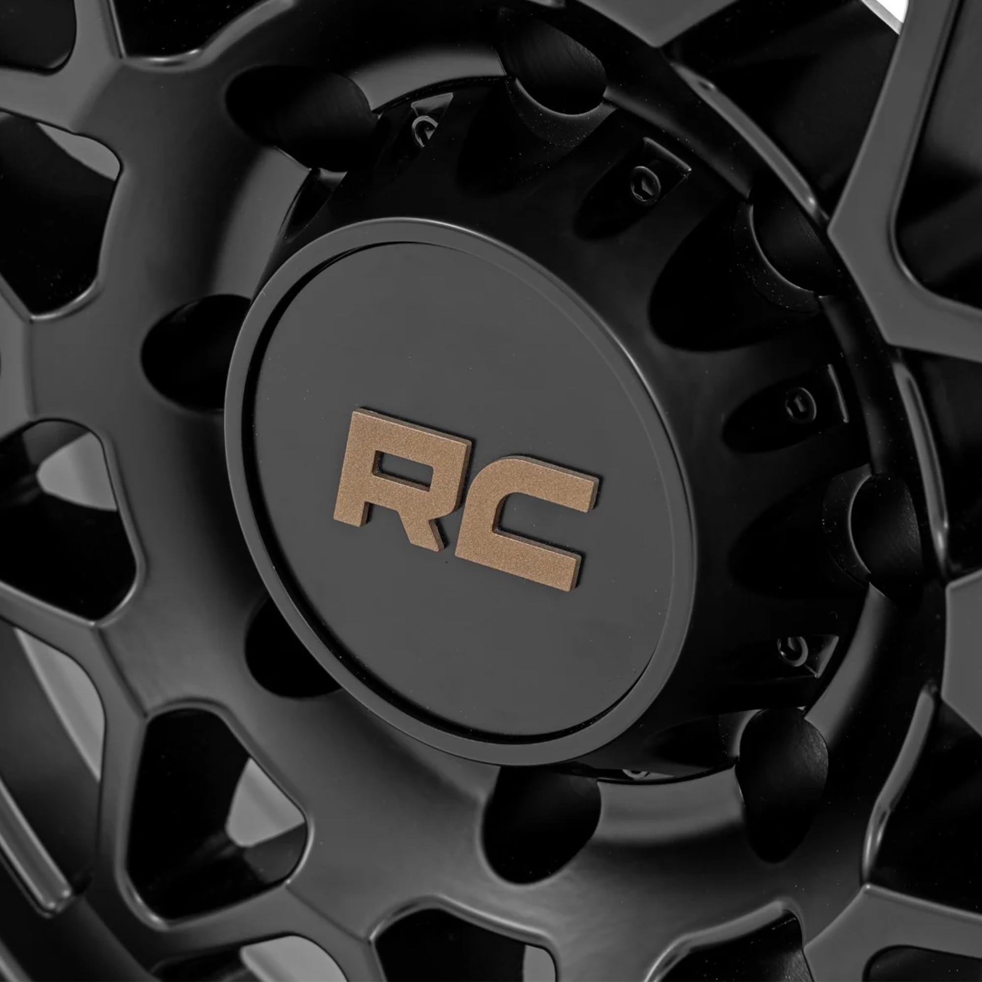78 Series Rough Country One Piece Aluminum Wheel with Simulated Beadlock - 17x8.5, 5x4.5" Bolt Pattern, +0mm Offset, Rugged 10-Spoke Design, Semi Gloss Black