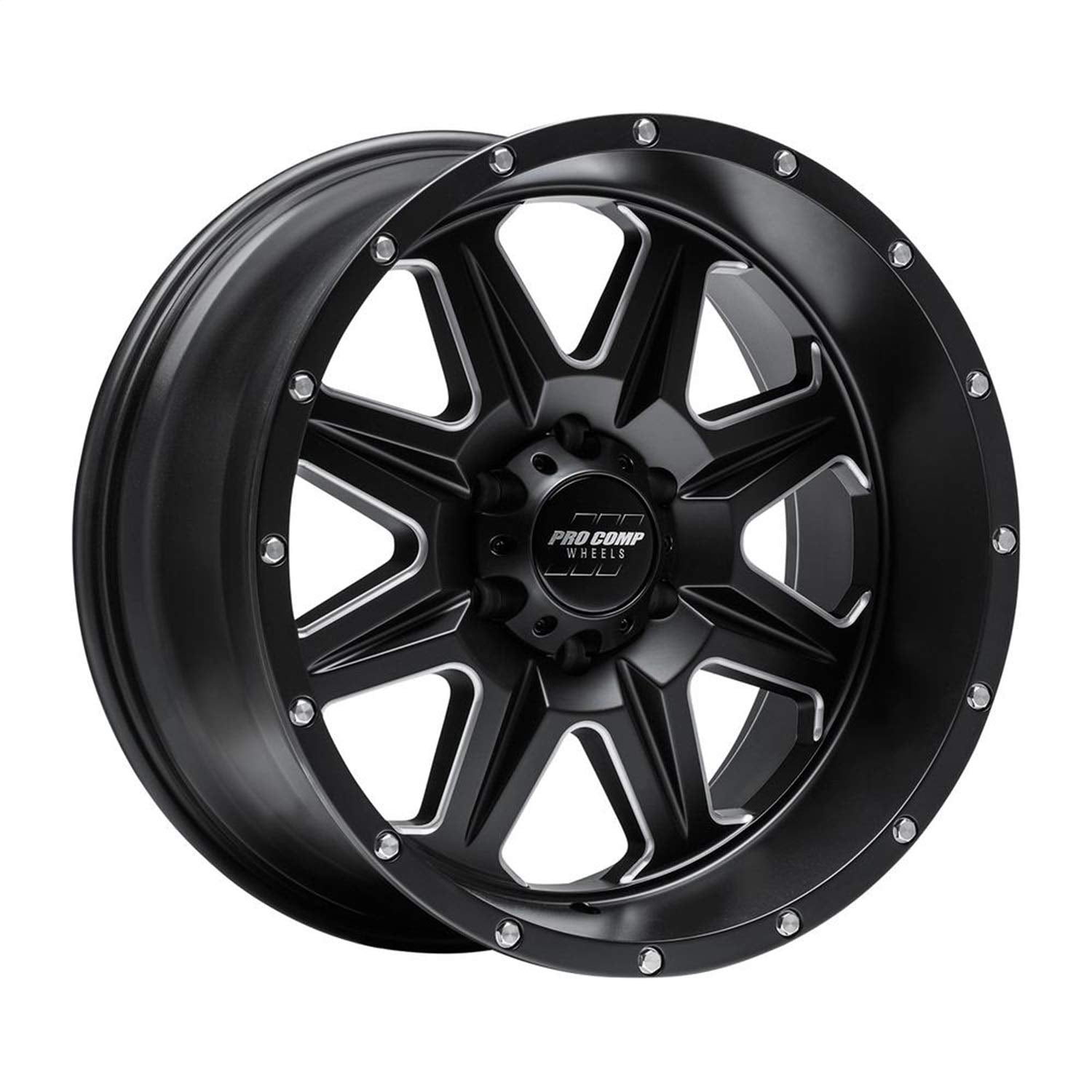 Recon Pro Comp Wheels Black Wheel with Painted (20 x 10. inches /8 x 6 inches, -18 inches Offset)
