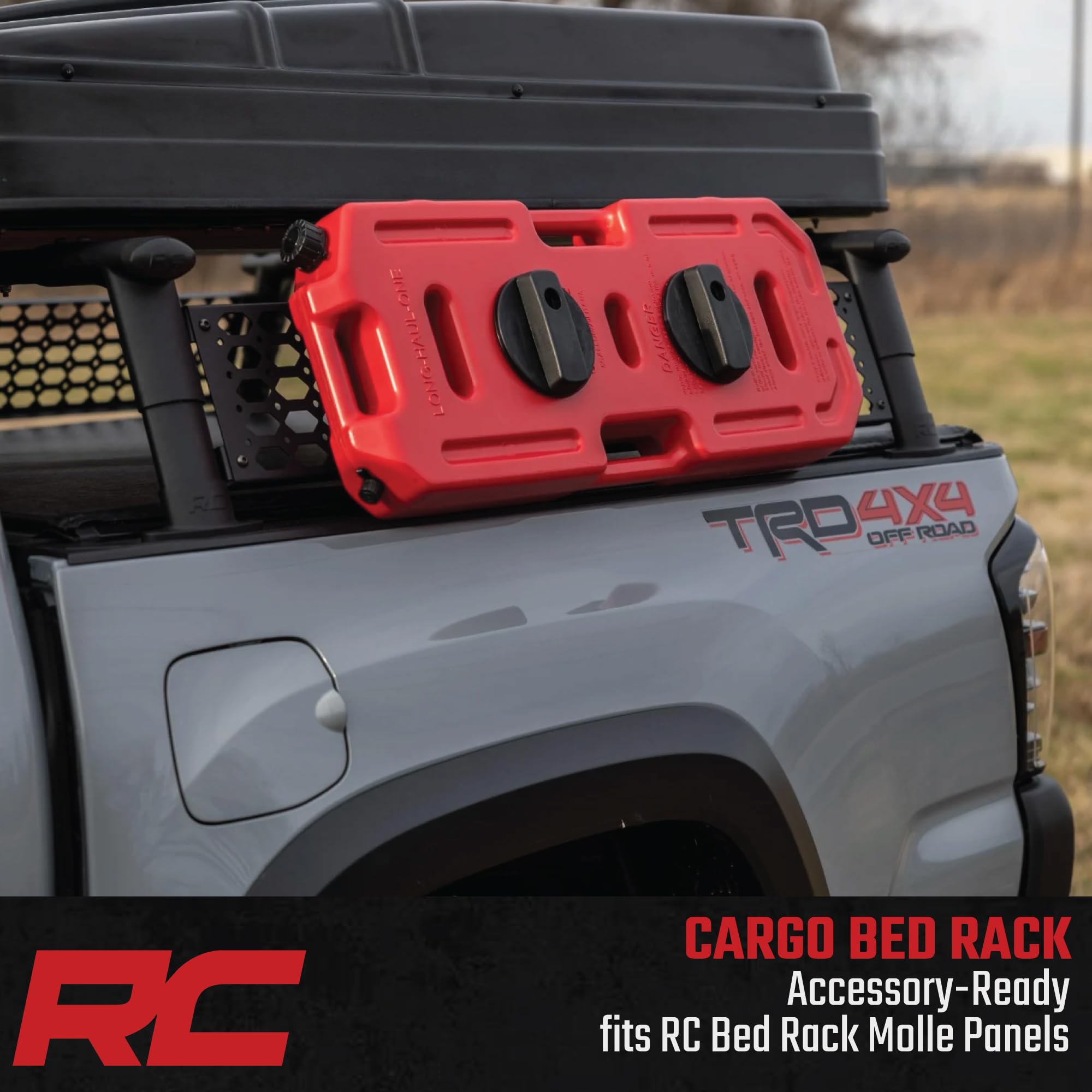 Rough Country Half-Height Bed Rack for Tacoma Toyota (2005-2023) - Modular Aluminum Truck Rack for Bikes, Tools, Camping & Recovery Gear